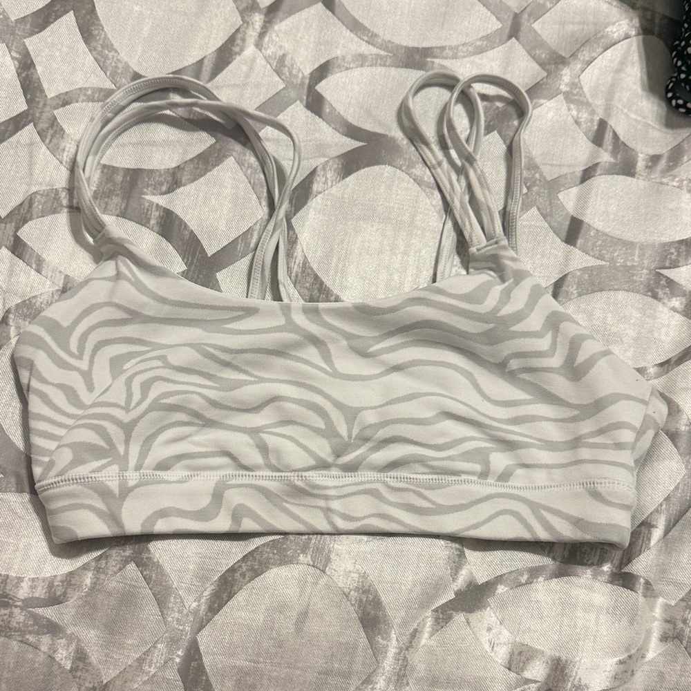 ALO Yoga White Zebra Print Sports Bra